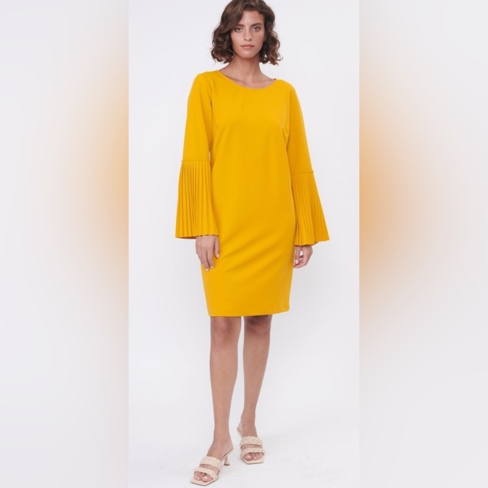 Golbary Black Label Mustard Long Sleeve Dress